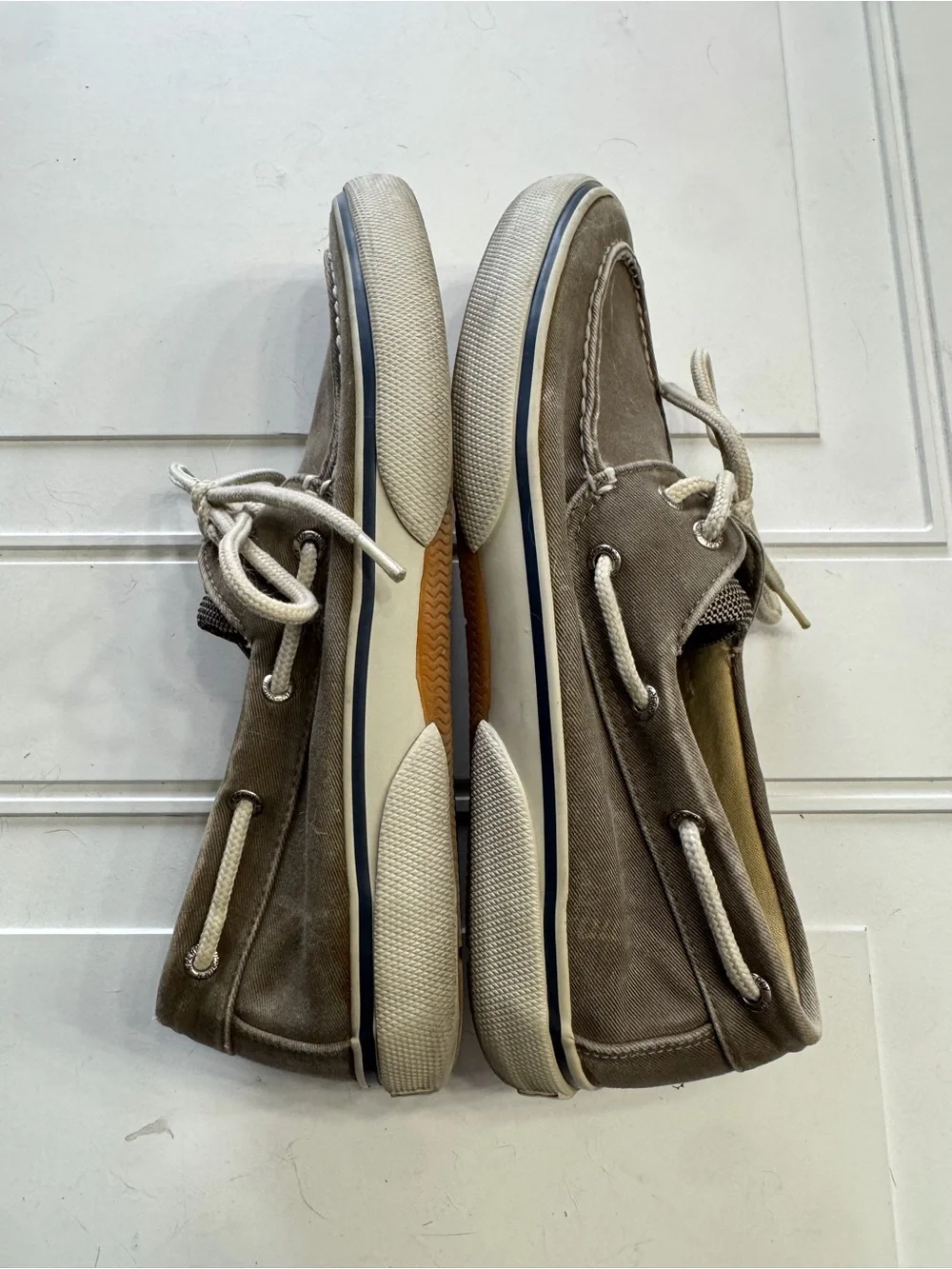 Sperry Men’s Sz 9.5 Top Sider Tan Gray Comfort Boat Shoes Classic